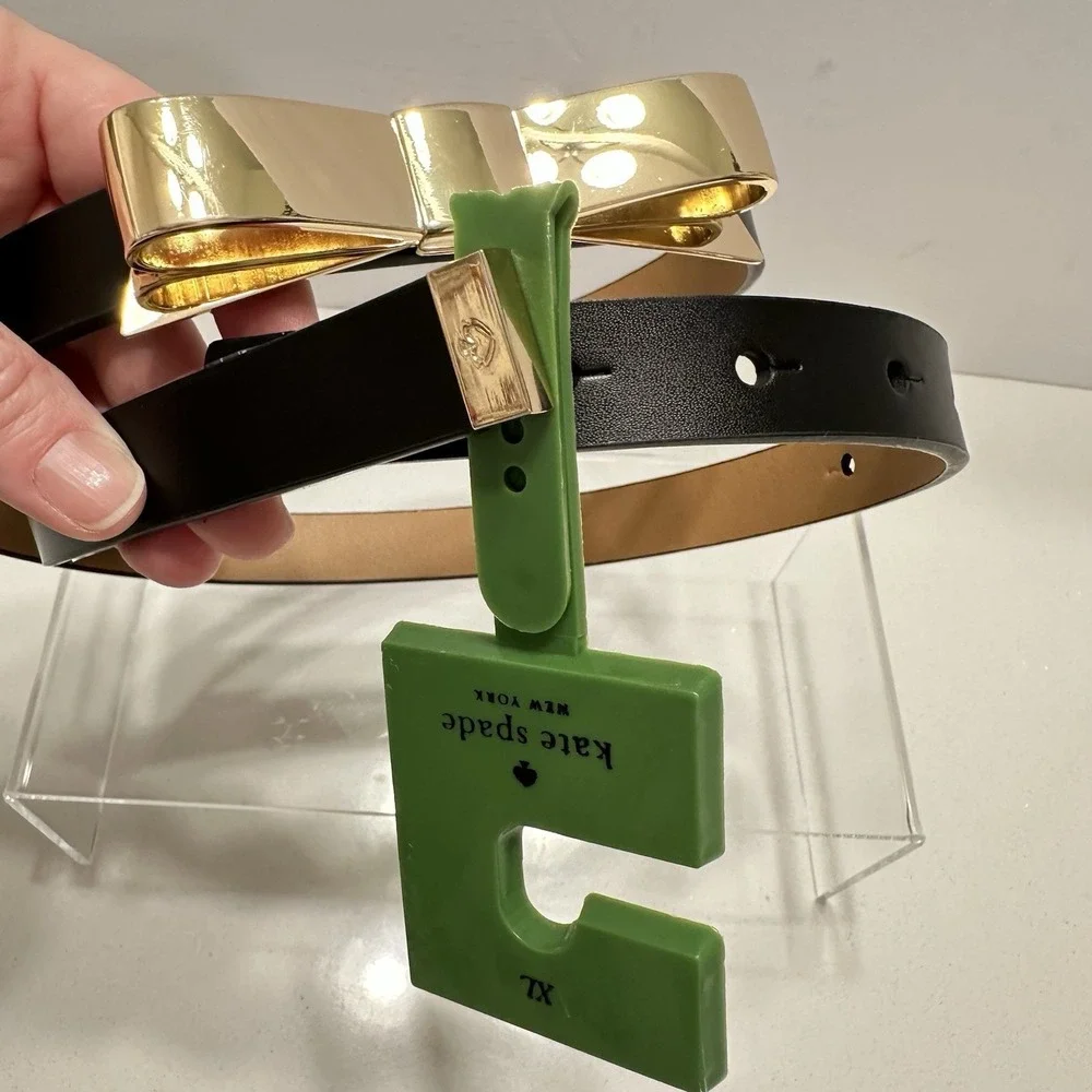 Kate Spade Large  Bow Genuine Leather Belt‎ Black Extra Large NWT Beautiful